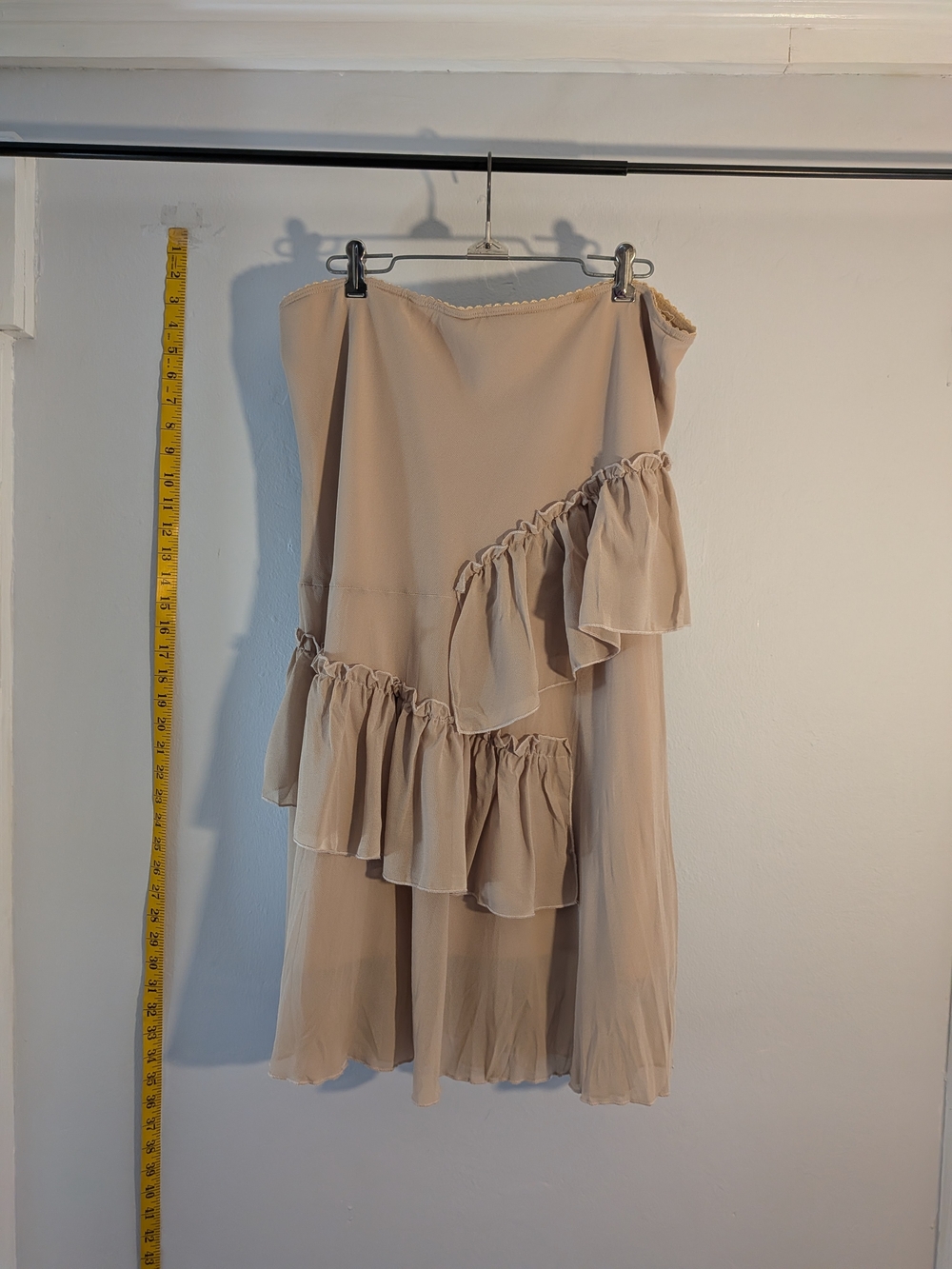 Asymmetric Beige Ruffle  Skirt - Women's